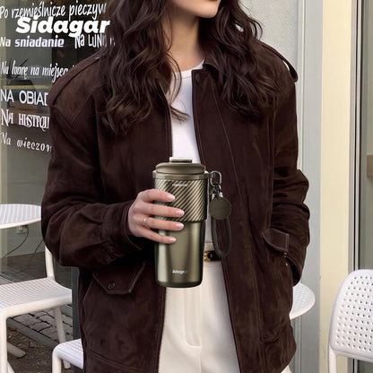 20 oz Insulated Coffee Tumbler, Stainless Steel Travel Coffee Mug with Flip Lid, Leak-Resistant Reusable Coffee Cup for Men, Office, Home & Commute, BPA-Free, White