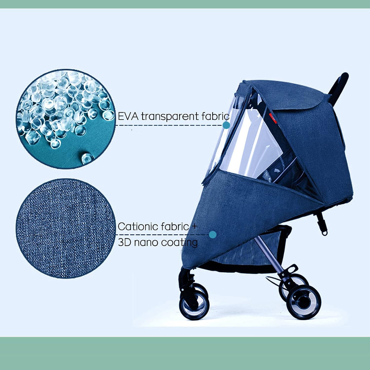 Universal Stroller Rain Cover Baby Travel Weather Shield Waterproof Stroller Weather Shield Protection Warm Stroller Cover with Viewing Window Stroller Accessory Protect from Rain Snow Wind Dust Sun