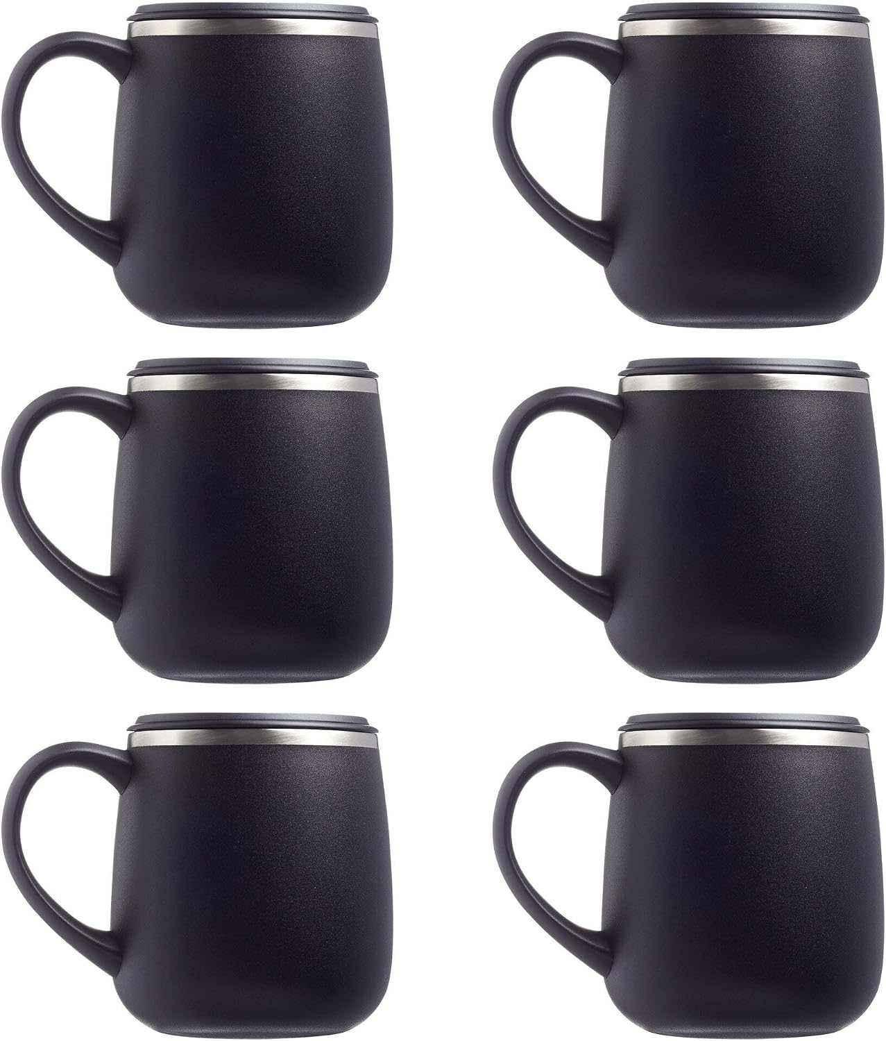 Personalized 11 oz. Stainless Steel Coffee Mugs with Lid - 12 pack Custom Text, Logo - Black