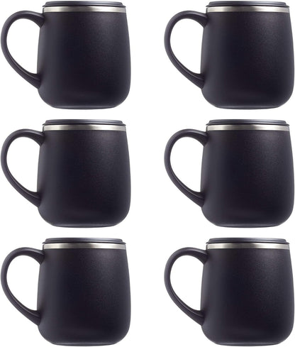 Personalized 11 oz. Stainless Steel Coffee Mugs with Lid - 12 pack Custom Text, Logo - Black