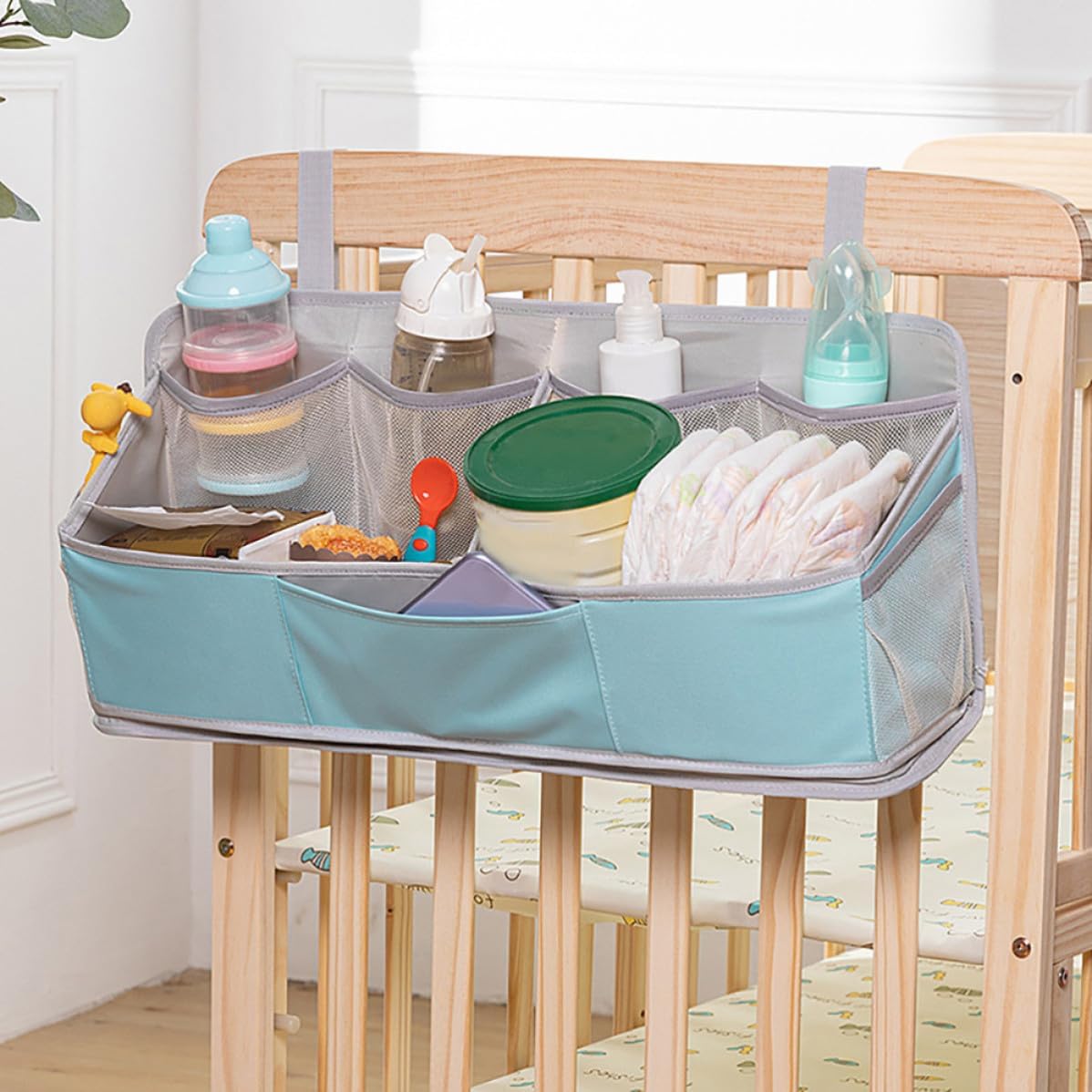 Hanging Oxford Table Diaper and Crib Organizer Changing for Lightweight Cloth with Pp Material Load-bearing Storage Bag for Stuff and Powder New Parents Nursery
