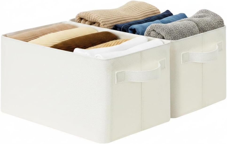 Storage Basket for Shelves, Storage Bins, Light Taupe, 2-Pack