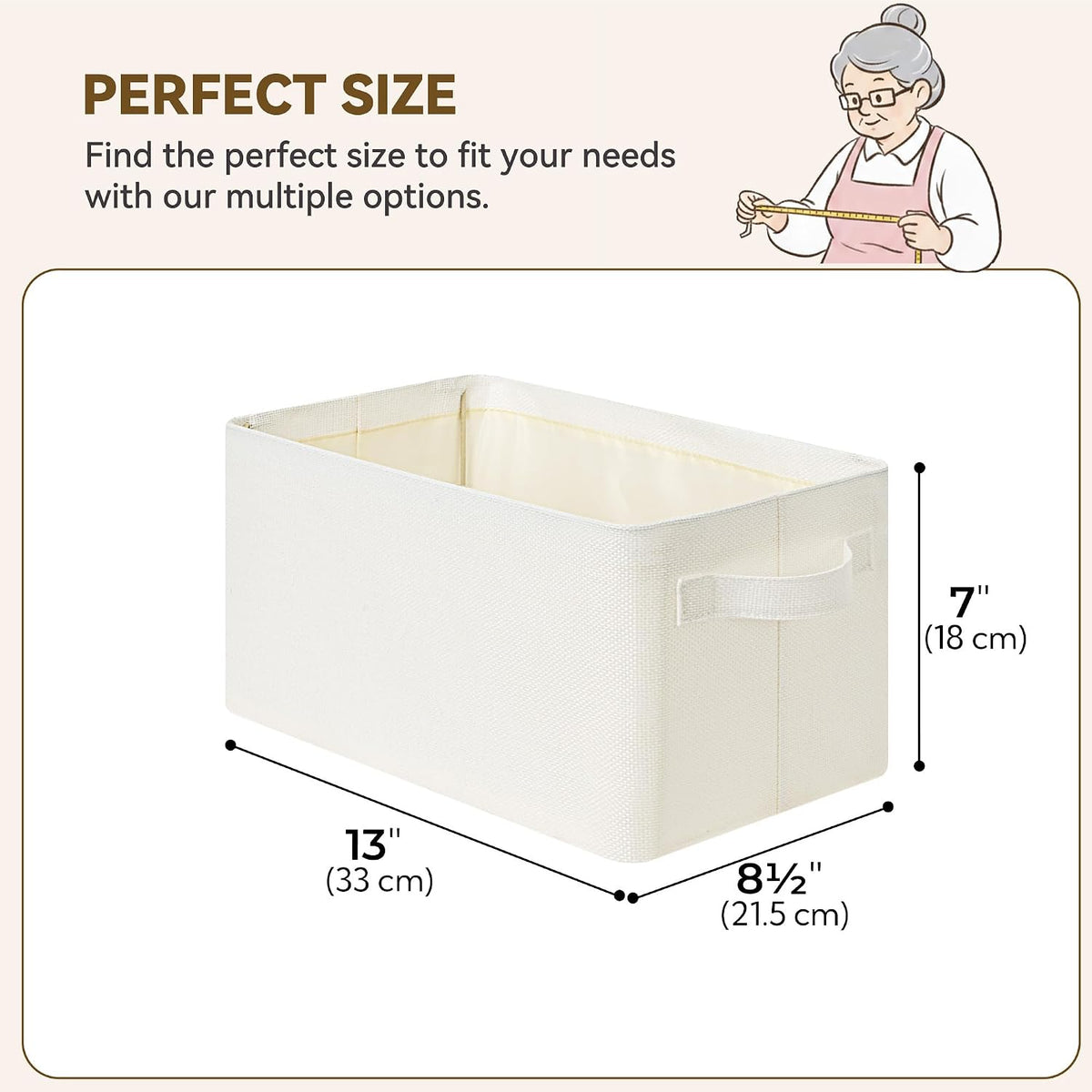 Storage Basket for Shelves, Storage Bins, Light Taupe, 2-Pack