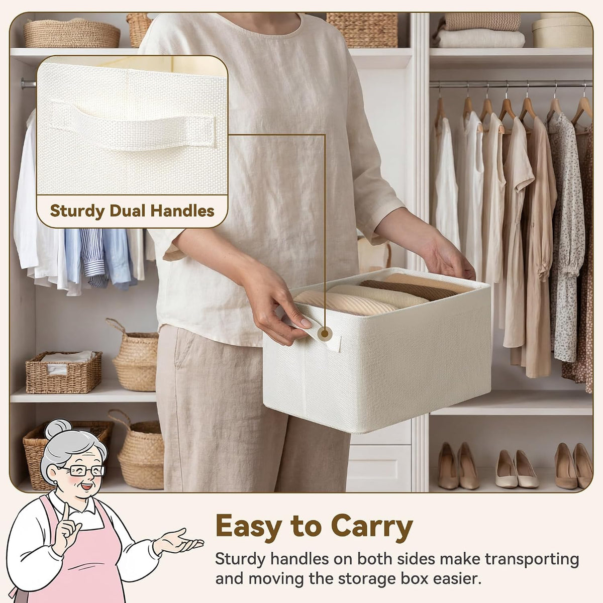 Storage Basket for Shelves, Storage Bins, Light Taupe, 2-Pack