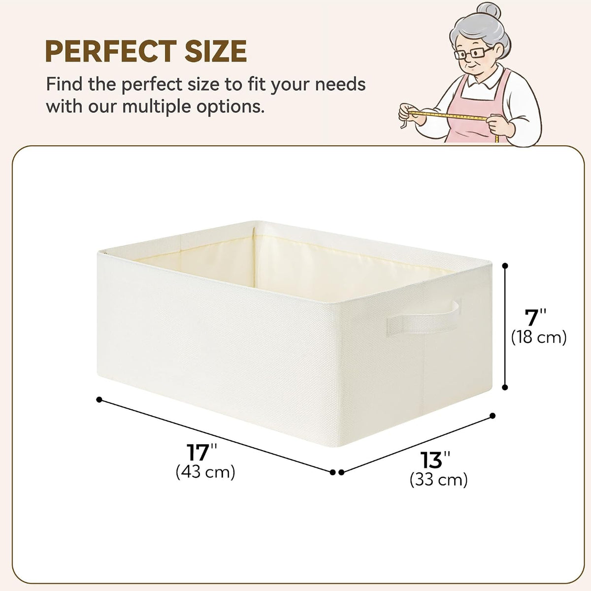 Storage Basket for Shelves, Storage Bins, Light Taupe, 2-Pack