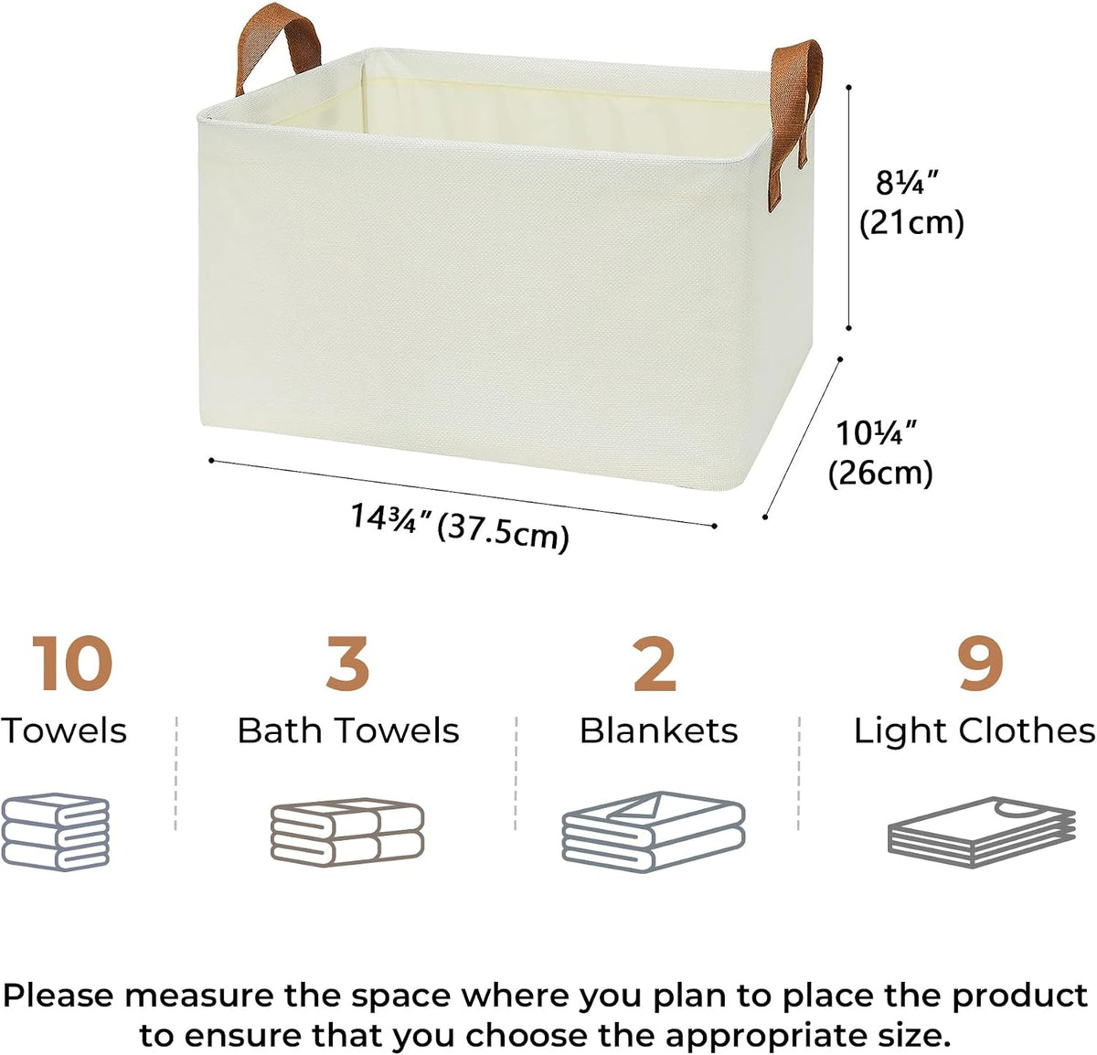 Storage Basket for Shelves, Storage Bins, Light Taupe, 2-Pack