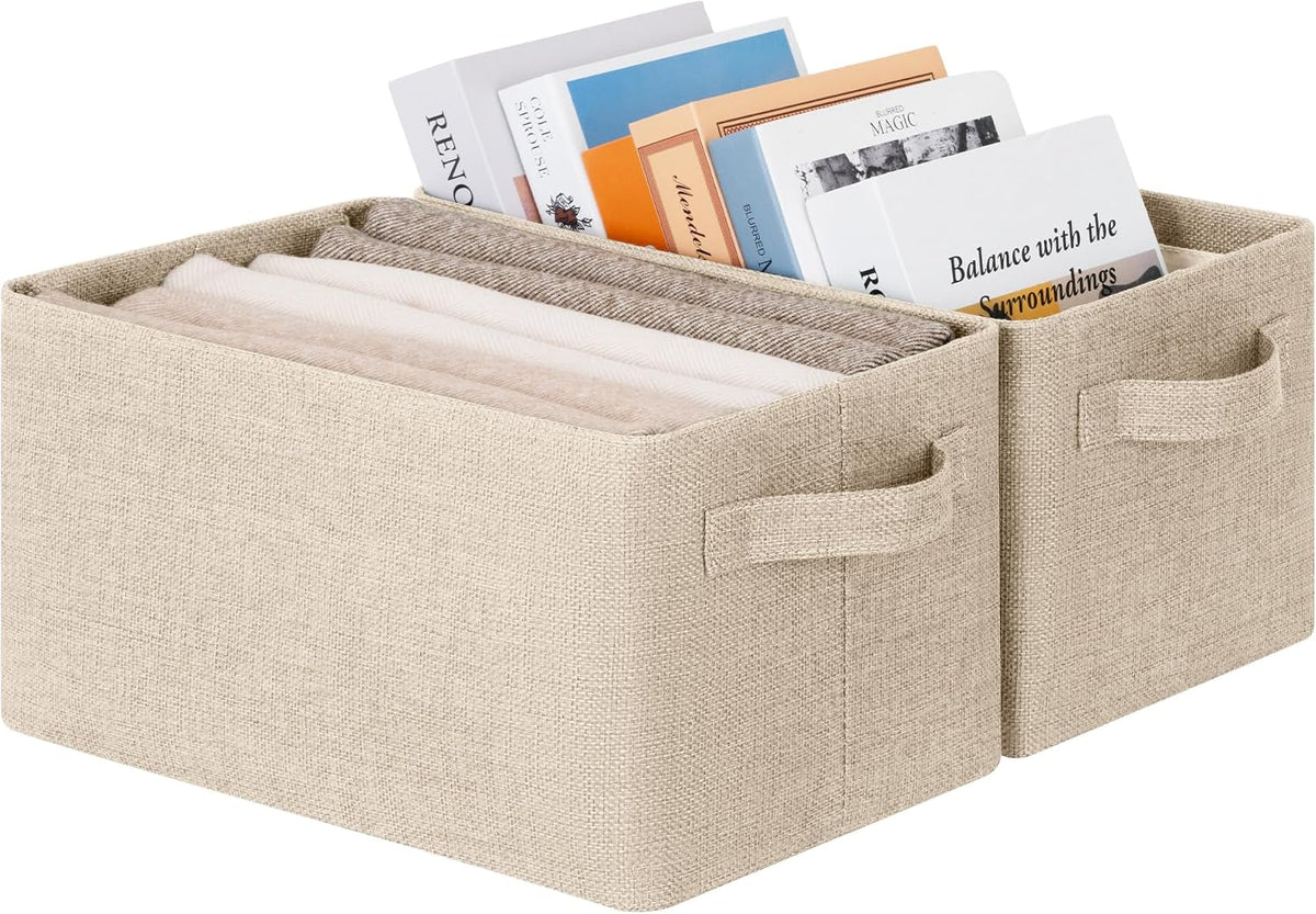 Storage Basket for Shelves, Storage Bins, Light Taupe, 2-Pack