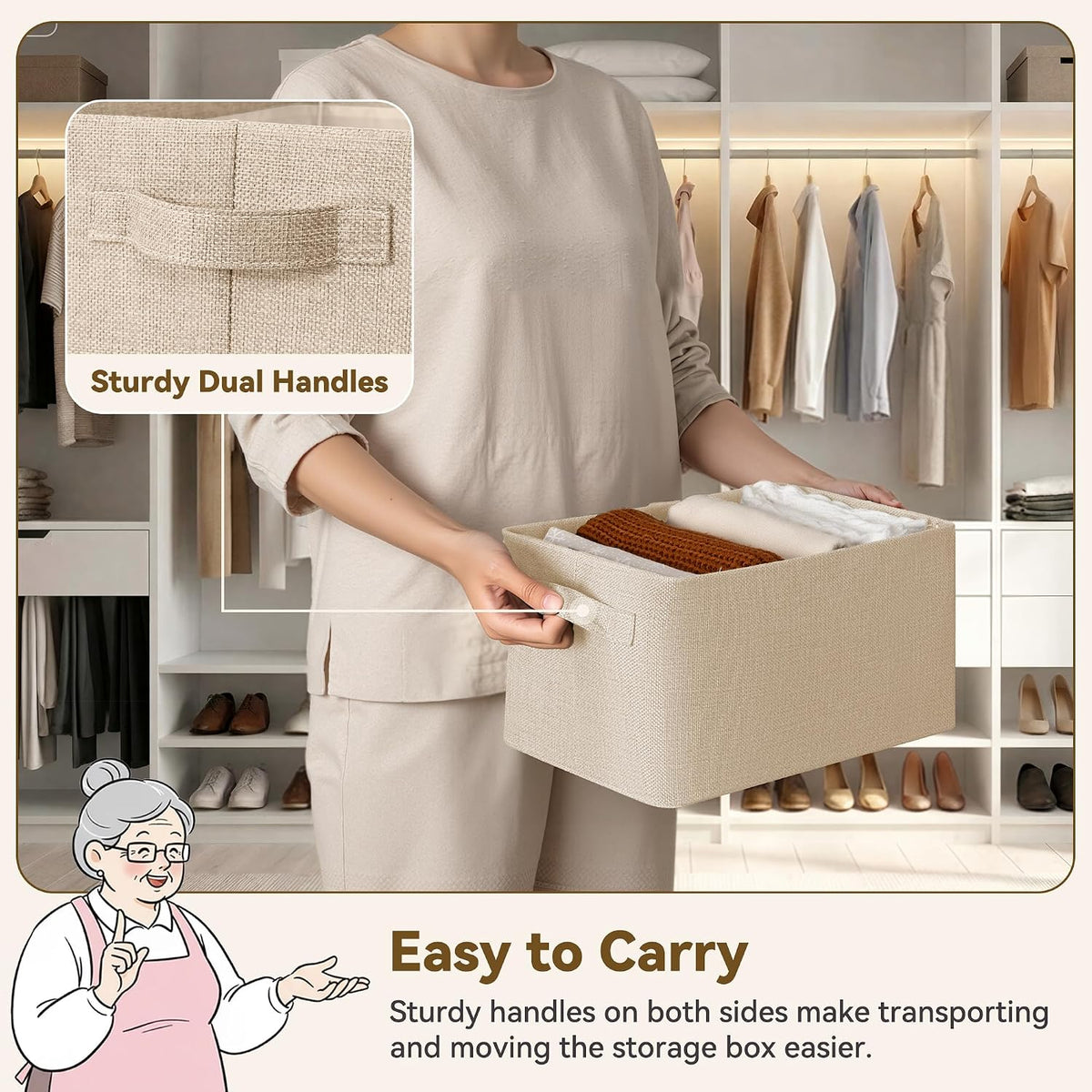 Storage Basket for Shelves, Storage Bins, Light Taupe, 2-Pack