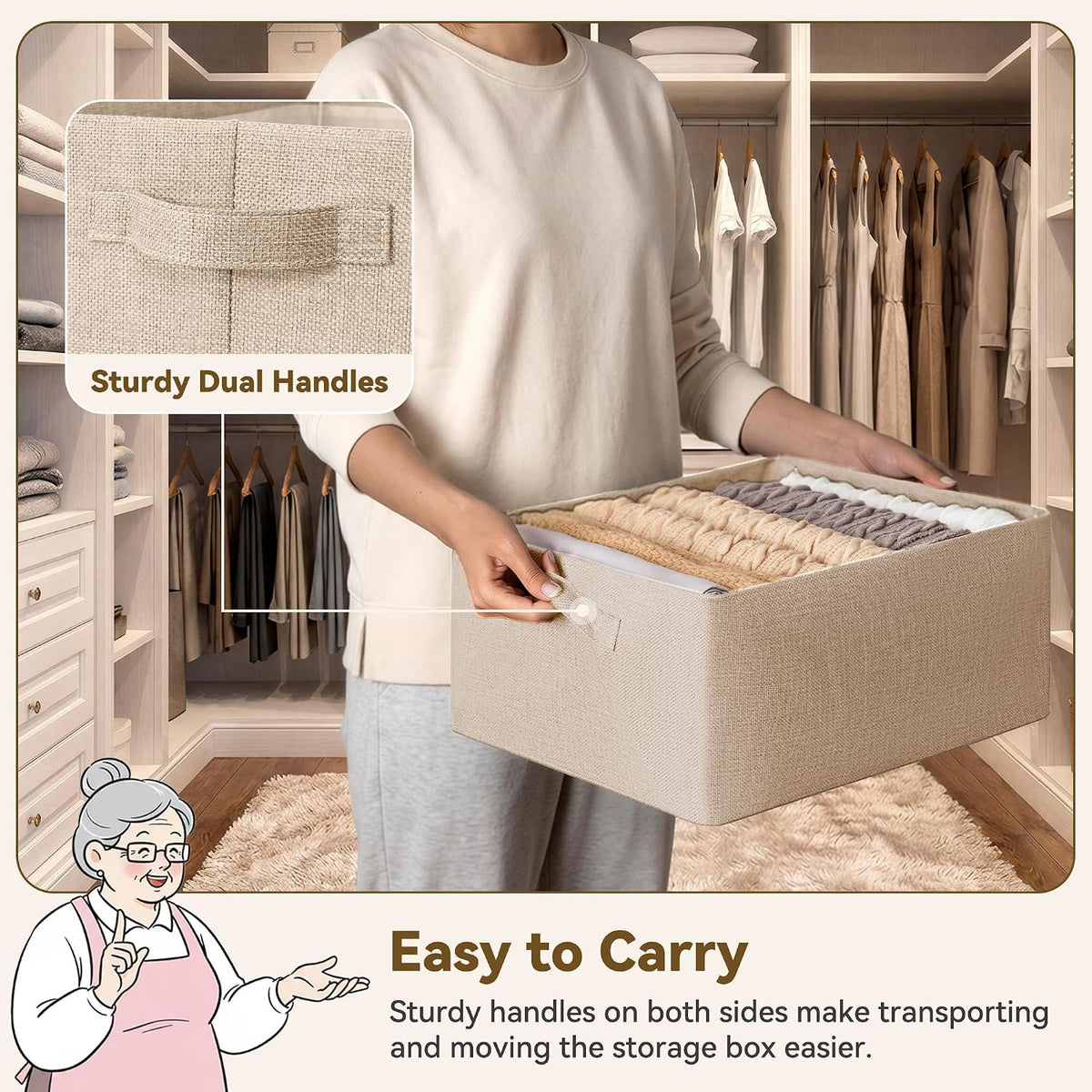 Storage Basket for Shelves, Storage Bins, Light Taupe, 2-Pack