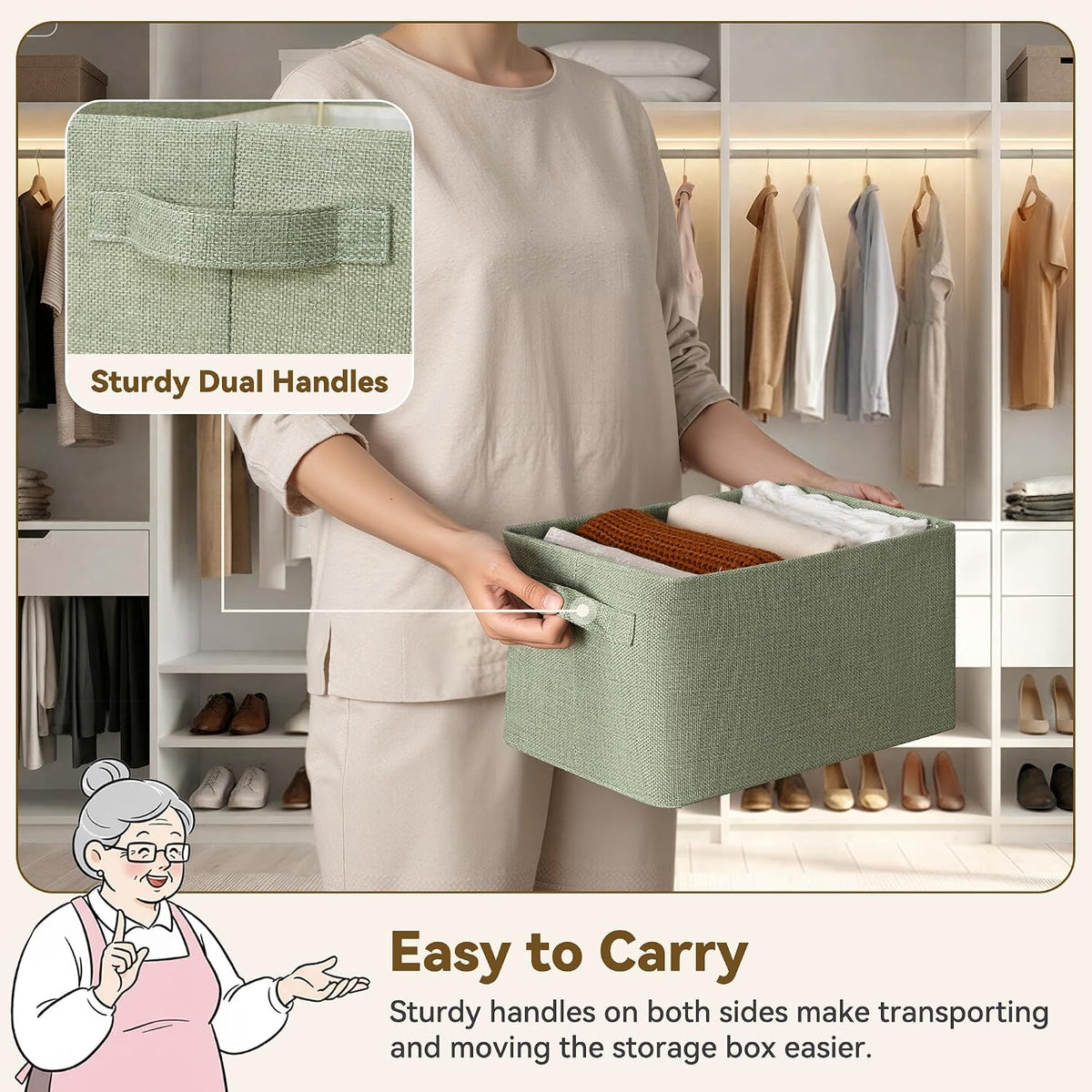 Storage Basket for Shelves, Storage Bins, Light Taupe, 2-Pack
