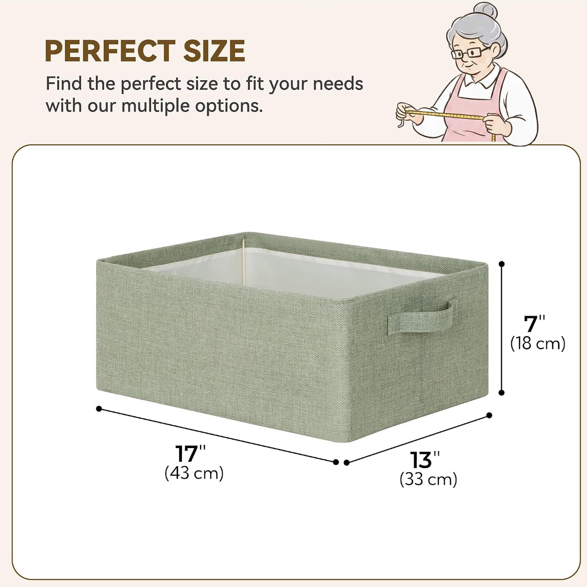 Storage Basket for Shelves, Storage Bins, Light Taupe, 2-Pack