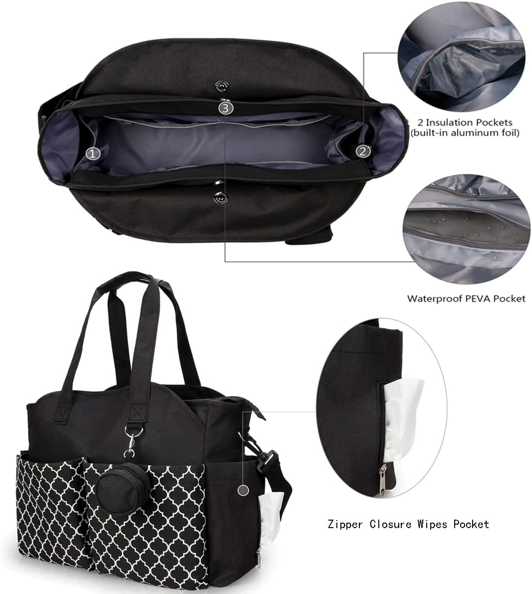 Diaper Bag Tote with Changing Station Upgrade Multi-Function Baby Bag with Adjustable Shoulder Strap