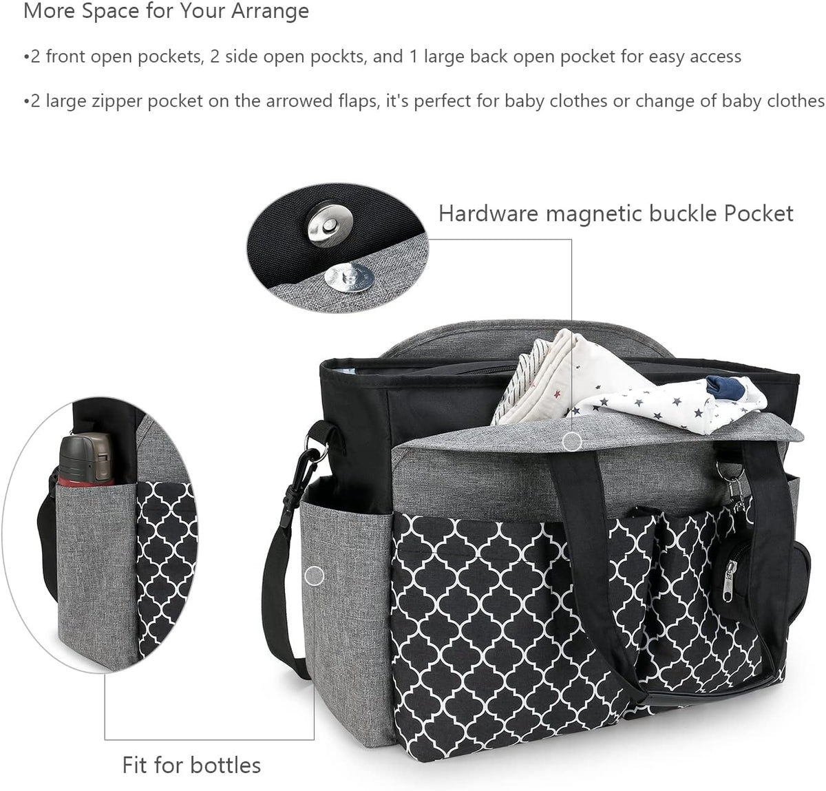 Diaper Bag Tote with Changing Station Upgrade Multi-Function Baby Bag with Adjustable Shoulder Strap