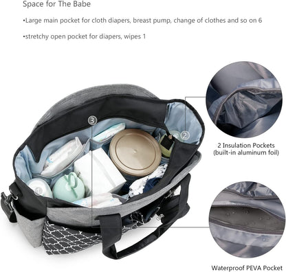 Diaper Bag Tote with Changing Station Upgrade Multi-Function Baby Bag with Adjustable Shoulder Strap