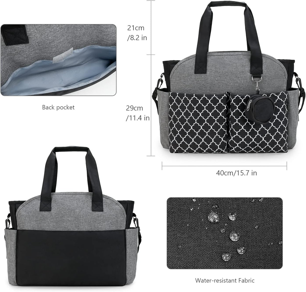 Diaper Bag Tote with Changing Station Upgrade Multi-Function Baby Bag with Adjustable Shoulder Strap