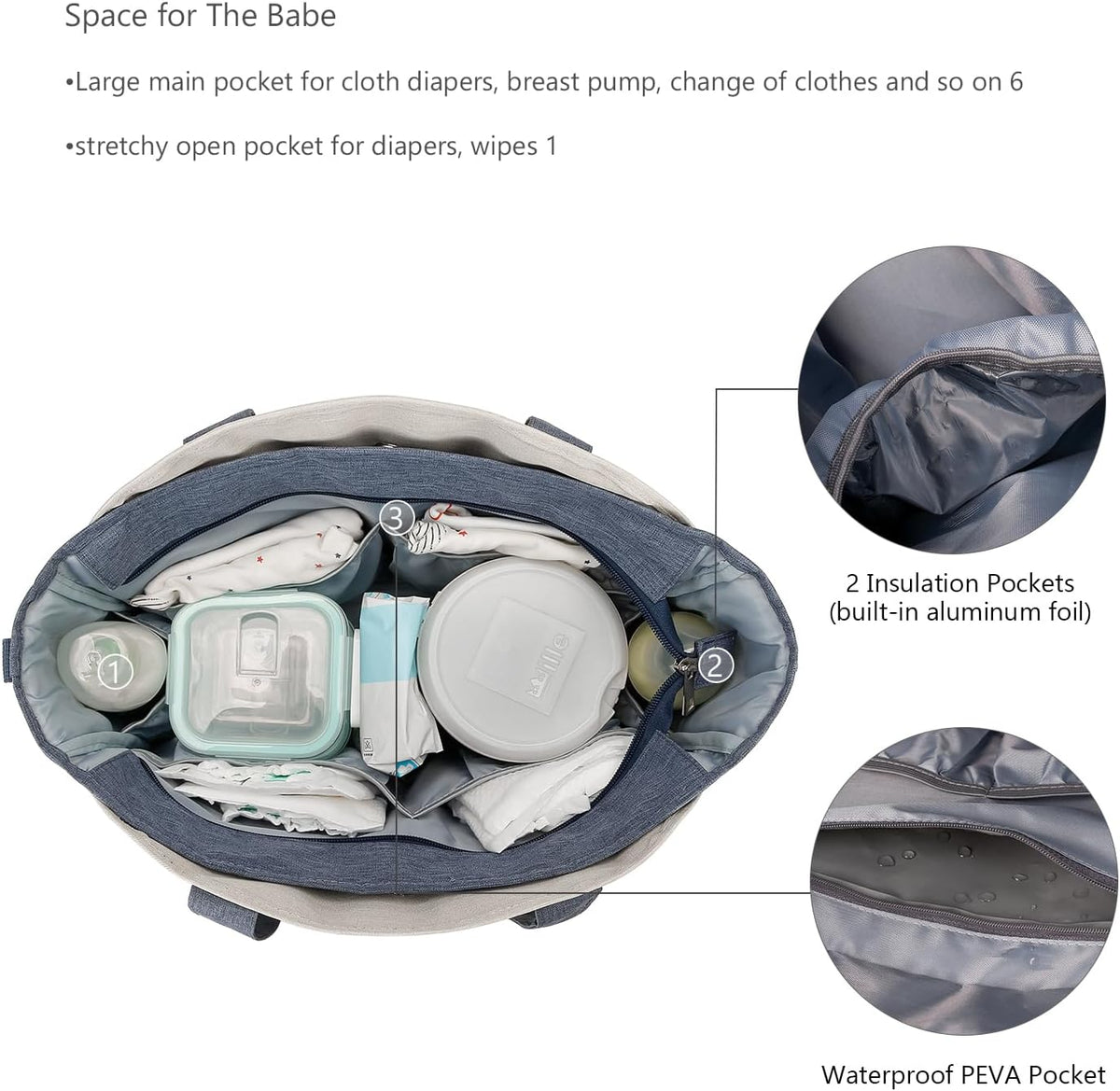 Diaper Bag Tote with Changing Station Upgrade Multi-Function Baby Bag with Adjustable Shoulder Strap
