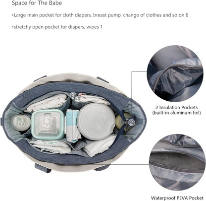 Diaper Bag Tote with Changing Station Upgrade Multi-Function Baby Bag with Adjustable Shoulder Strap