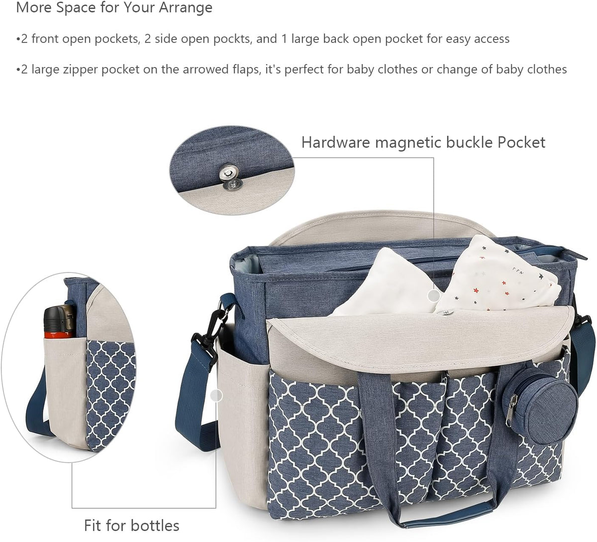 Diaper Bag Tote with Changing Station Upgrade Multi-Function Baby Bag with Adjustable Shoulder Strap