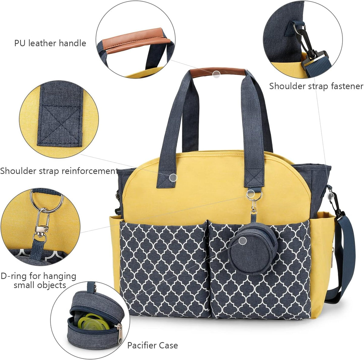 Diaper Bag Tote with Changing Station Upgrade Multi-Function Baby Bag with Adjustable Shoulder Strap
