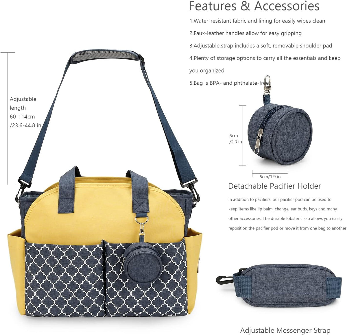 Diaper Bag Tote with Changing Station Upgrade Multi-Function Baby Bag with Adjustable Shoulder Strap