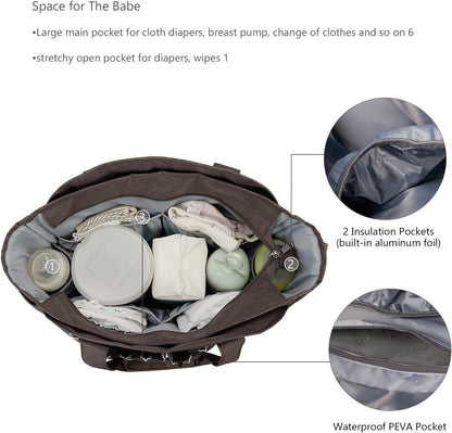 Diaper Bag Tote with Changing Station Upgrade Multi-Function Baby Bag with Adjustable Shoulder Strap