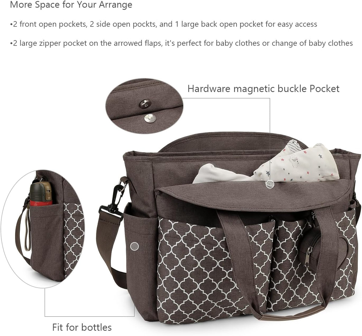 Diaper Bag Tote with Changing Station Upgrade Multi-Function Baby Bag with Adjustable Shoulder Strap
