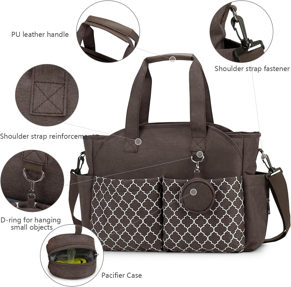 Diaper Bag Tote with Changing Station Upgrade Multi-Function Baby Bag with Adjustable Shoulder Strap