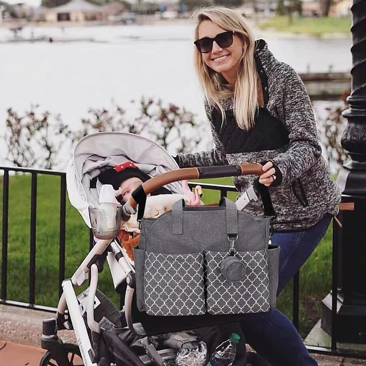 Diaper Bag Tote with Changing Station Upgrade Multi-Function Baby Bag with Adjustable Shoulder Strap