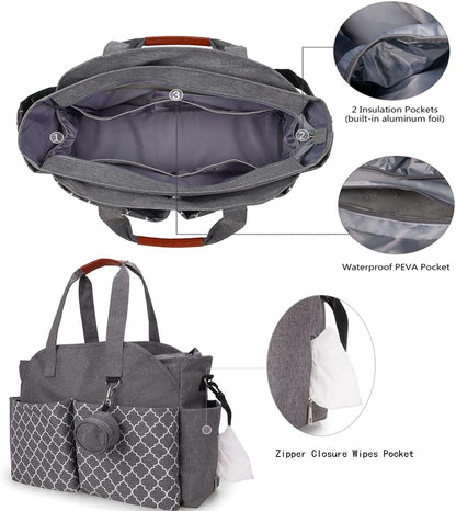 Diaper Bag Tote with Changing Station Upgrade Multi-Function Baby Bag with Adjustable Shoulder Strap