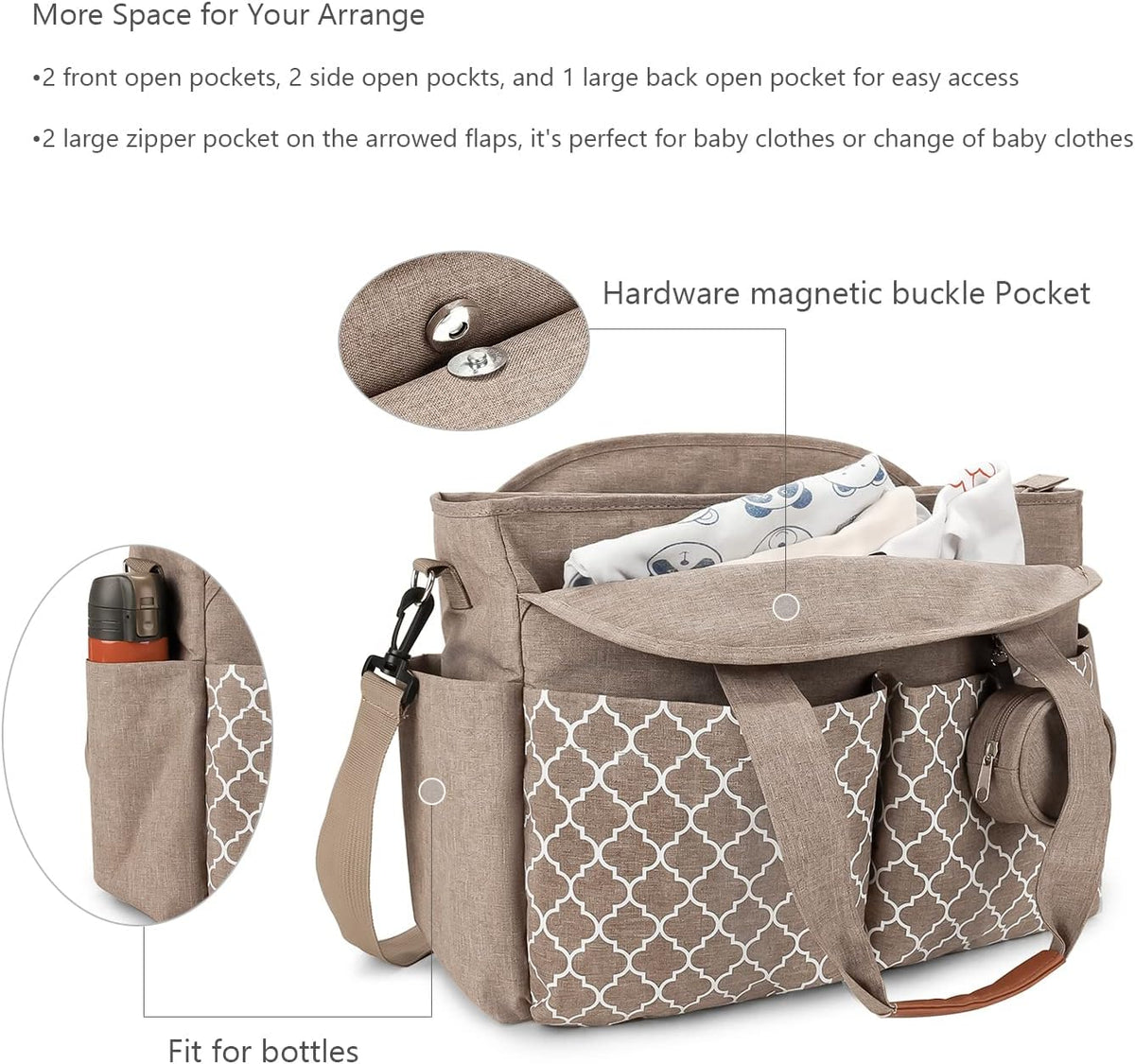 Diaper Bag Tote with Changing Station Upgrade Multi-Function Baby Bag with Adjustable Shoulder Strap