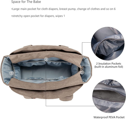 Diaper Bag Tote with Changing Station Upgrade Multi-Function Baby Bag with Adjustable Shoulder Strap