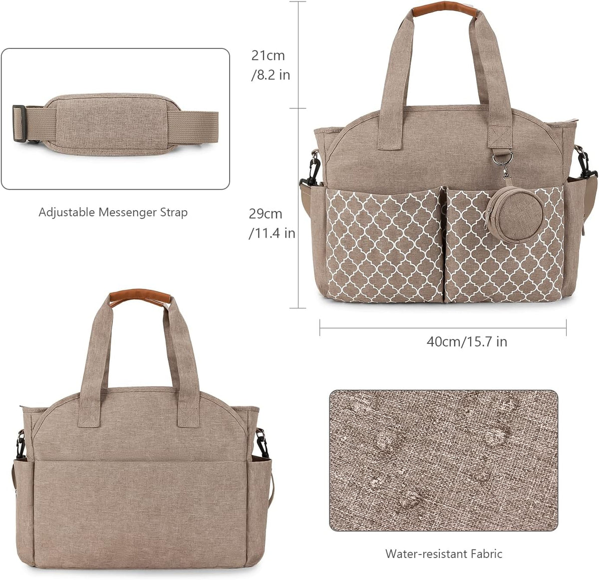 Diaper Bag Tote with Changing Station Upgrade Multi-Function Baby Bag with Adjustable Shoulder Strap