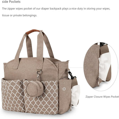 Diaper Bag Tote with Changing Station Upgrade Multi-Function Baby Bag with Adjustable Shoulder Strap