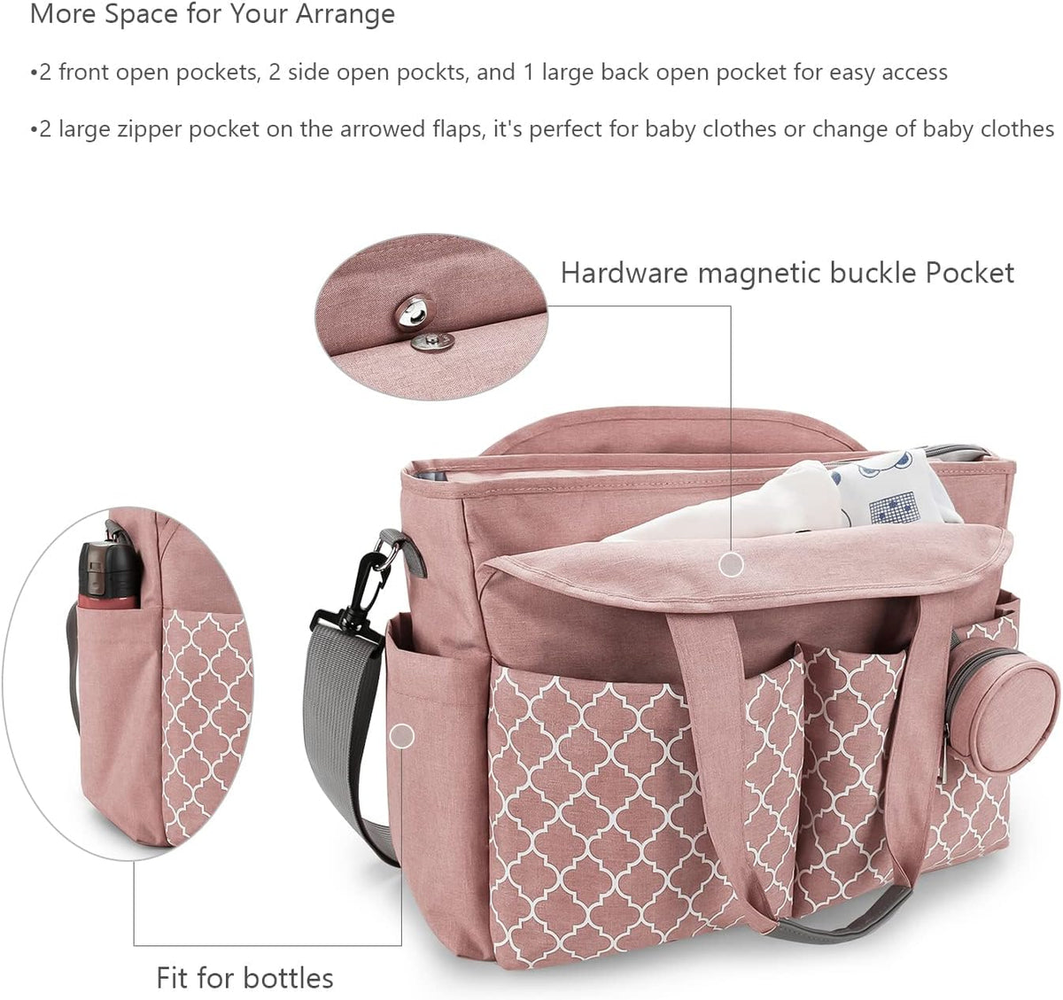 Diaper Bag Tote with Changing Station Upgrade Multi-Function Baby Bag with Adjustable Shoulder Strap