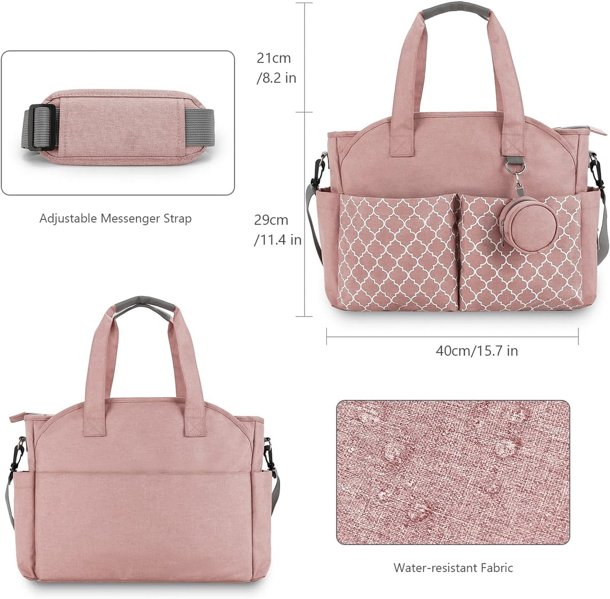 Diaper Bag Tote with Changing Station Upgrade Multi-Function Baby Bag with Adjustable Shoulder Strap