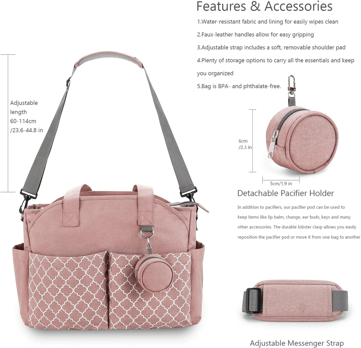 Diaper Bag Tote with Changing Station Upgrade Multi-Function Baby Bag with Adjustable Shoulder Strap