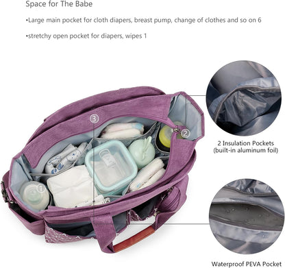 Diaper Bag Tote with Changing Station Upgrade Multi-Function Baby Bag with Adjustable Shoulder Strap