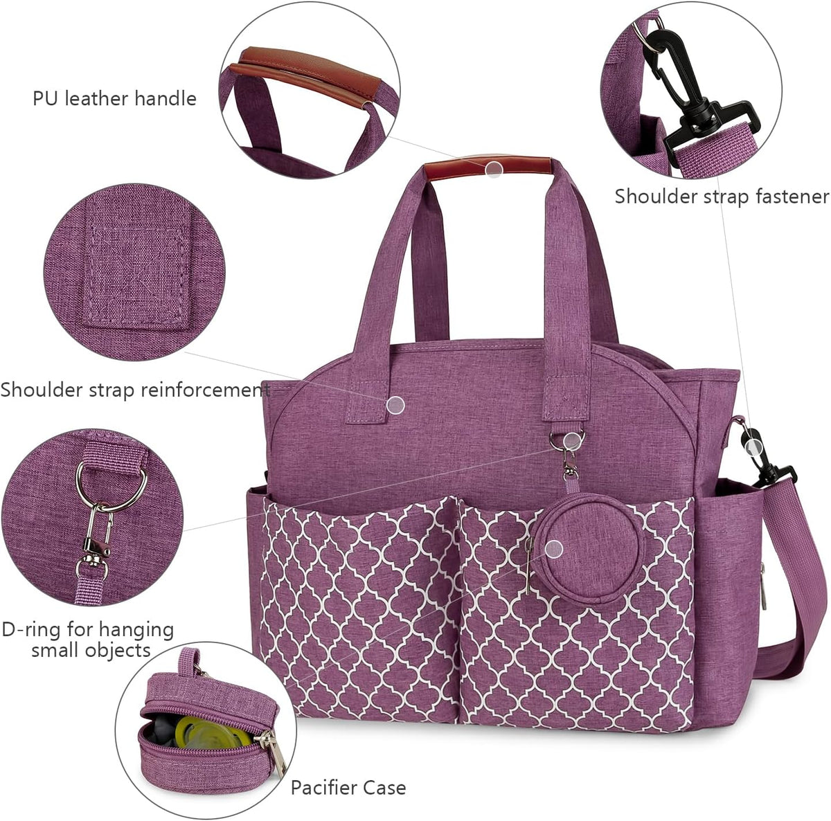 Diaper Bag Tote with Changing Station Upgrade Multi-Function Baby Bag with Adjustable Shoulder Strap