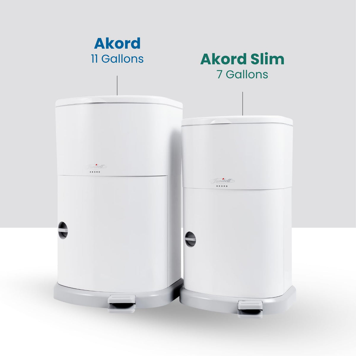 Akord Slim Adult Diaper Pail — 7-Gallon (11.8” x 10.2” x 20.5”), Hands-Free Foot Pedal, Double-Sealed Odor Reduction, Continuous Liner System