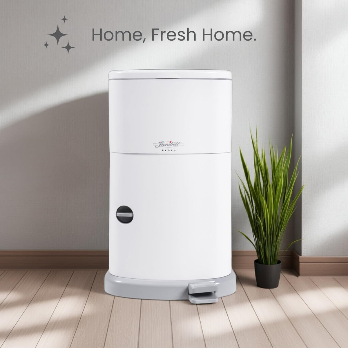 Akord Slim Adult Diaper Pail — 7-Gallon (11.8” x 10.2” x 20.5”), Hands-Free Foot Pedal, Double-Sealed Odor Reduction, Continuous Liner System
