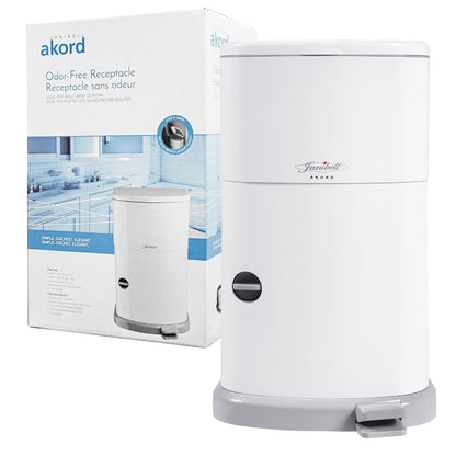 Akord Slim Adult Diaper Pail — 7-Gallon (11.8” x 10.2” x 20.5”), Hands-Free Foot Pedal, Double-Sealed Odor Reduction, Continuous Liner System