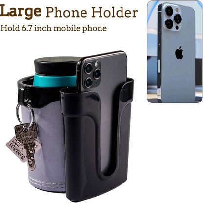 Bike Cup Holder Handlebar Cruiser with Cell Phone Holder Key Holder for Bicycle Motorcycle Scooter Boat Silver
