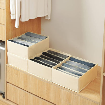 Pants Jeans Organizer for Closet, 4 Pack Drawer Organizers for Clothing, 5 Grids Wardrobe Clothes Storage for Deep Drawer, T-Shirts, Legging, Short