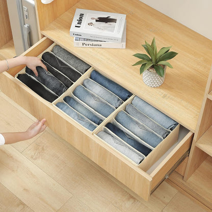 Pants Jeans Organizer for Closet, 4 Pack Drawer Organizers for Clothing, 5 Grids Wardrobe Clothes Storage for Deep Drawer, T-Shirts, Legging, Short