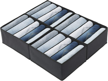 Pants Jeans Organizer for Closet, 4 Pack Drawer Organizers for Clothing, 5 Grids Wardrobe Clothes Storage for Deep Drawer, T-Shirts, Legging, Short