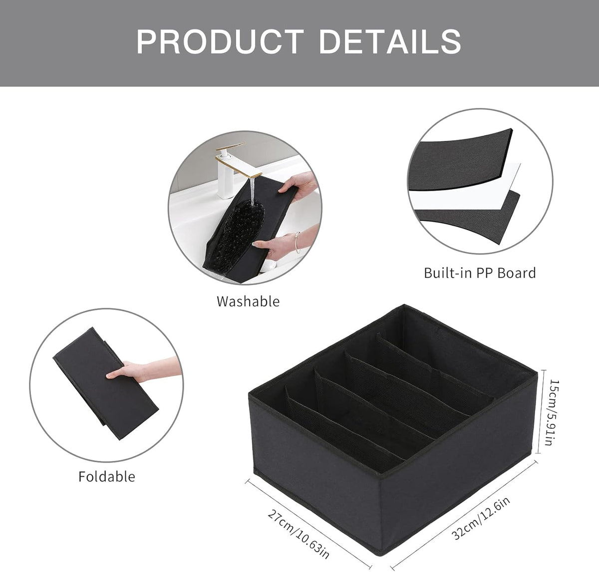 Pants Jeans Organizer for Closet, 4 Pack Drawer Organizers for Clothing, 5 Grids Wardrobe Clothes Storage for Deep Drawer, T-Shirts, Legging, Short
