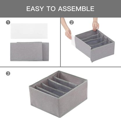 Pants Jeans Organizer for Closet, 4 Pack Drawer Organizers for Clothing, 5 Grids Wardrobe Clothes Storage for Deep Drawer, T-Shirts, Legging, Short