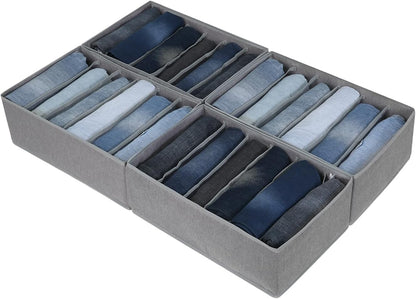 Pants Jeans Organizer for Closet, 4 Pack Drawer Organizers for Clothing, 5 Grids Wardrobe Clothes Storage for Deep Drawer, T-Shirts, Legging, Short