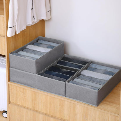 Pants Jeans Organizer for Closet, 4 Pack Drawer Organizers for Clothing, 5 Grids Wardrobe Clothes Storage for Deep Drawer, T-Shirts, Legging, Short