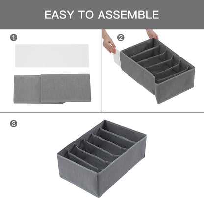 Pants Jeans Organizer for Closet, 4 Pack Drawer Organizers for Clothing, 5 Grids Wardrobe Clothes Storage for Deep Drawer, T-Shirts, Legging, Short